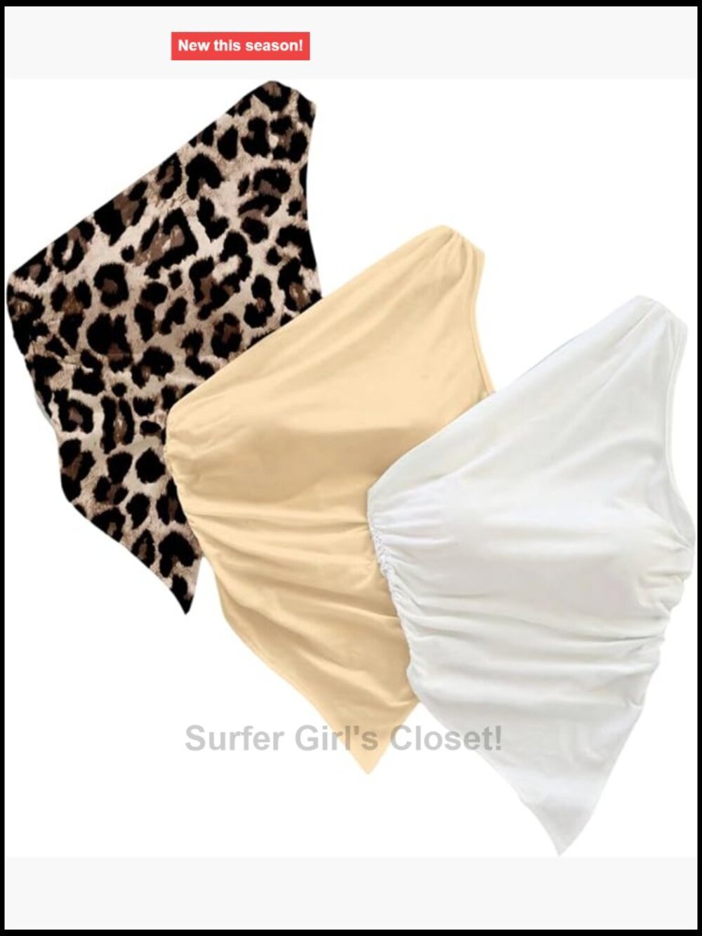 3 Pack One Shoulder Tank Tops Ruched Asymmetrical Sleeveless Leopard Print